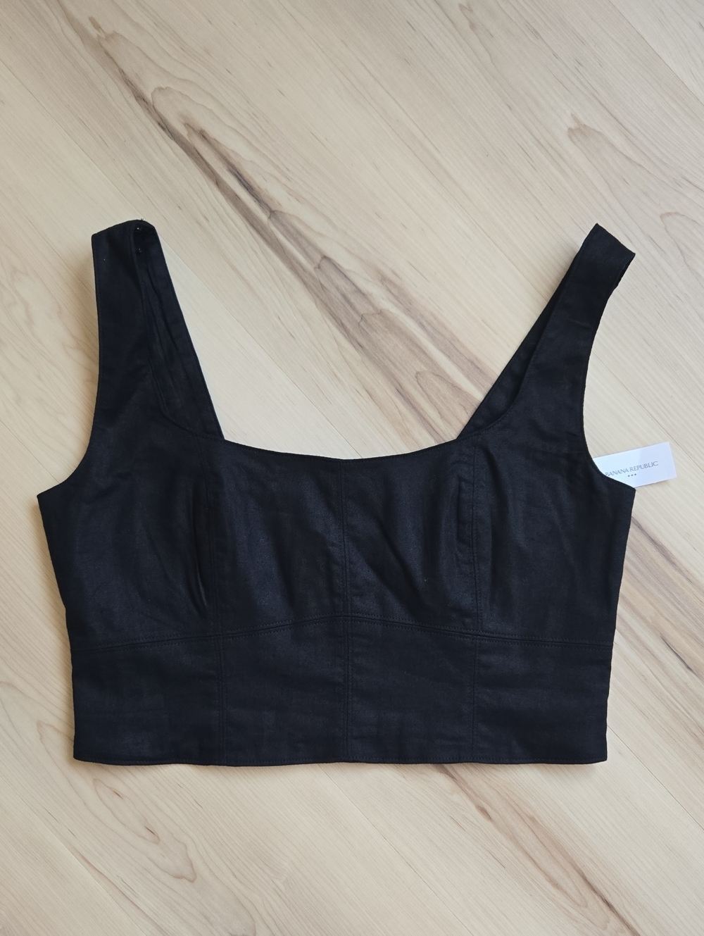 NWT Banana Republic Linen Blend Crop Top, Black, Size 8